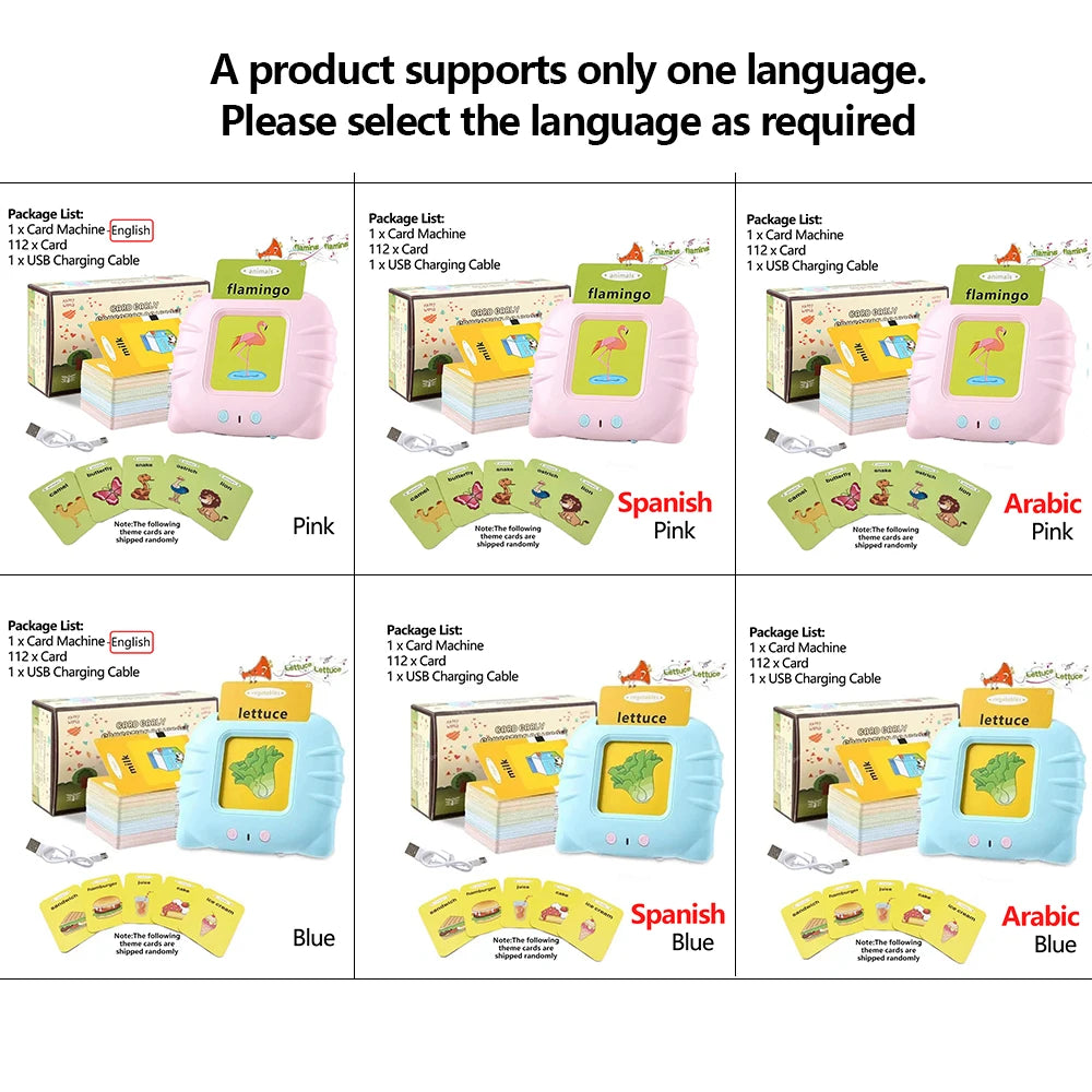 Lernkarte für die frühe Bildung, Lernspielzeug, sprechende Lernkarten für Kinder im Vorschulalter, Englisch, elektronisches Hörbuch, Maschine, Geschenk