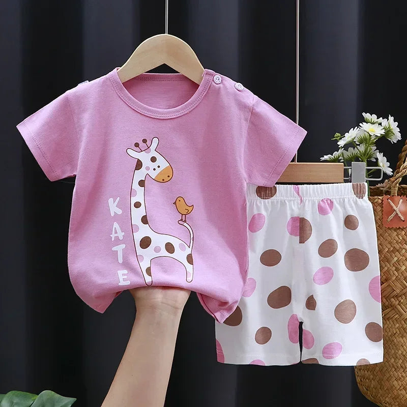 2PCS kinder Sets mutter Kinder Kleidung Jungen Mädchen T-shirt Shorts Sommer Baumwolle kurzarm Baby Kinder Kleidung Kleinkind anzug