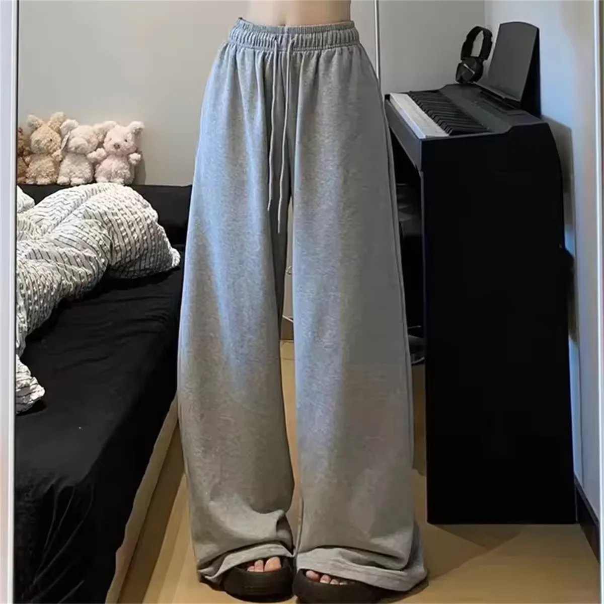 Frauen Harajuku Breite Bein Jogginghose 2025, Frühling Herbst Solide Mode Sport Hose Weibliche Casual Oversize Kleidung Dame Baggy Hosen