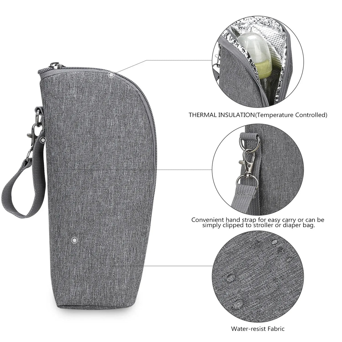 Baby Bottle Warmer Bag Portable Infant Feeding Bottle Aluminum Foil Insulation Outing Stroller Hanging Bag for Storage Cups
