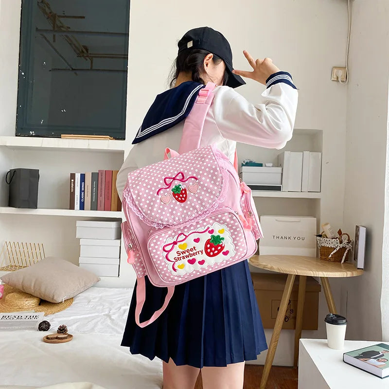Strawberry Embroidered Backpack