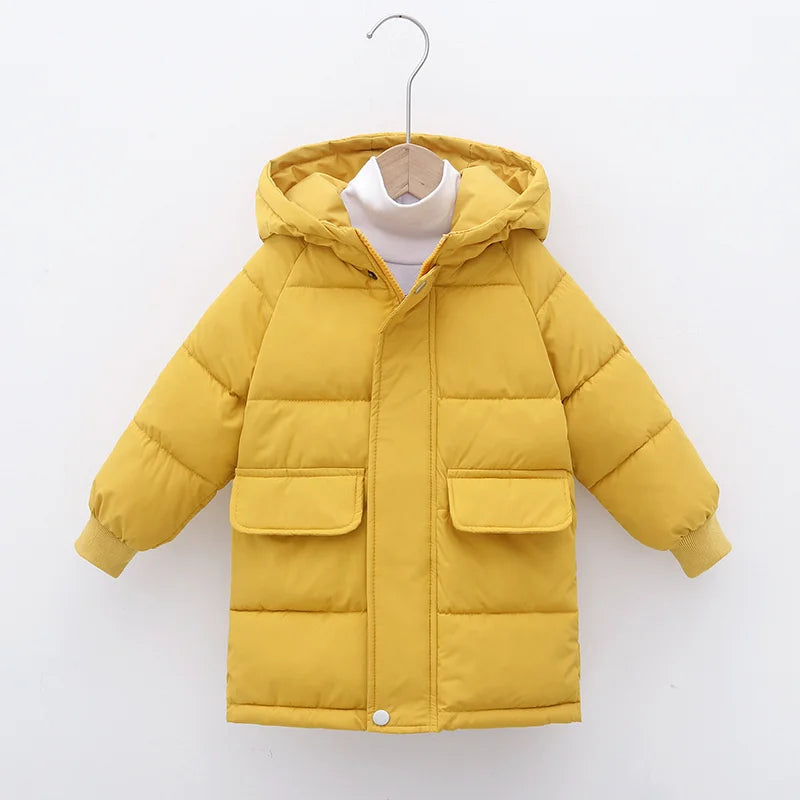 Kinder Warme Daunen Lange Oberbekleidung Winter Herbst Teen Verdicken Baumwolle Kleidung Jungen Mädchen Gepolsterte Parka Mäntel Teen Jacken 3-10 jahre