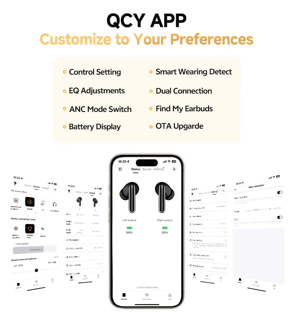 QCY MeloBuds Pro Adaptive Hybrid Active Noise Cancelling Kabellose Ohrhörer 46 dB Bluetooth 5.3 LDAC Hi-Res Audio 34H Ohrhörer Bequeme Passform