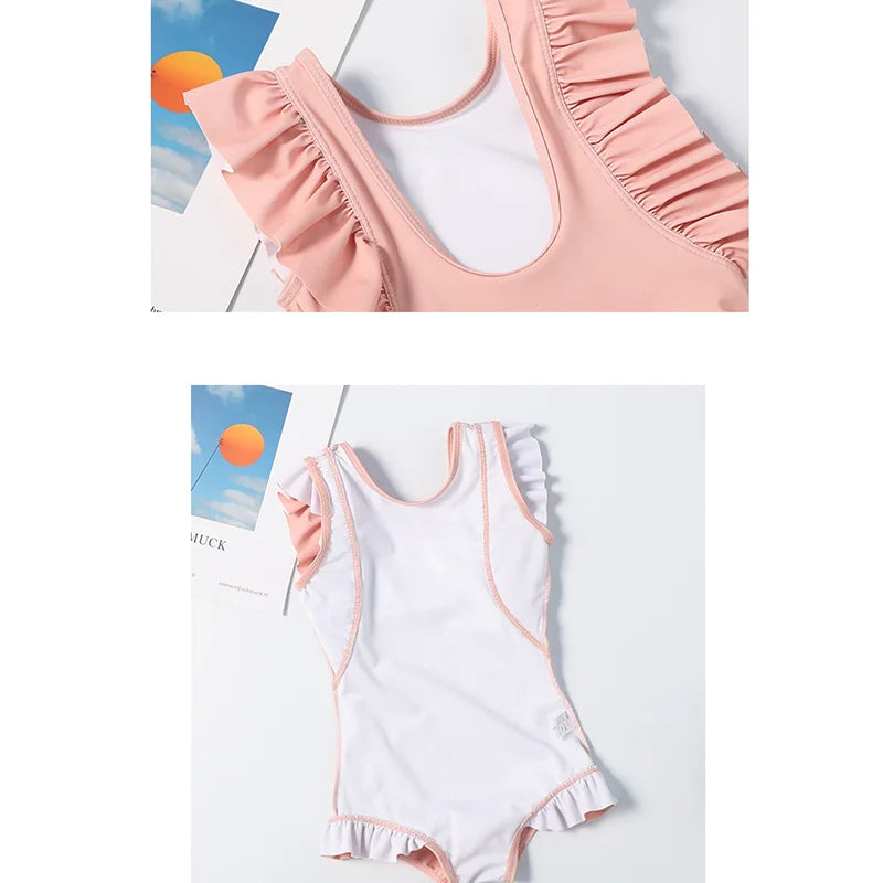 Cartoon Bluey Mädchen Sommer-Badeanzüge Kinder Einteilige & Bikini-Sets mit Badekappe Strandkleidung Bademode für Kinder