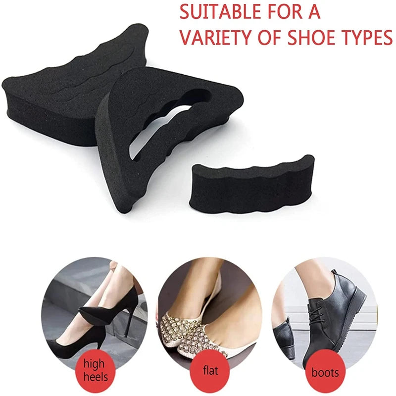 Zehenstopfen, weiche halbe Einlegesohlen, wiederverwendbare Zehenschwamm-Füller-Einsätze für Schuhe, verstellbare, zu große Fußstützen-Pads, Unisex-Schuheinlagen