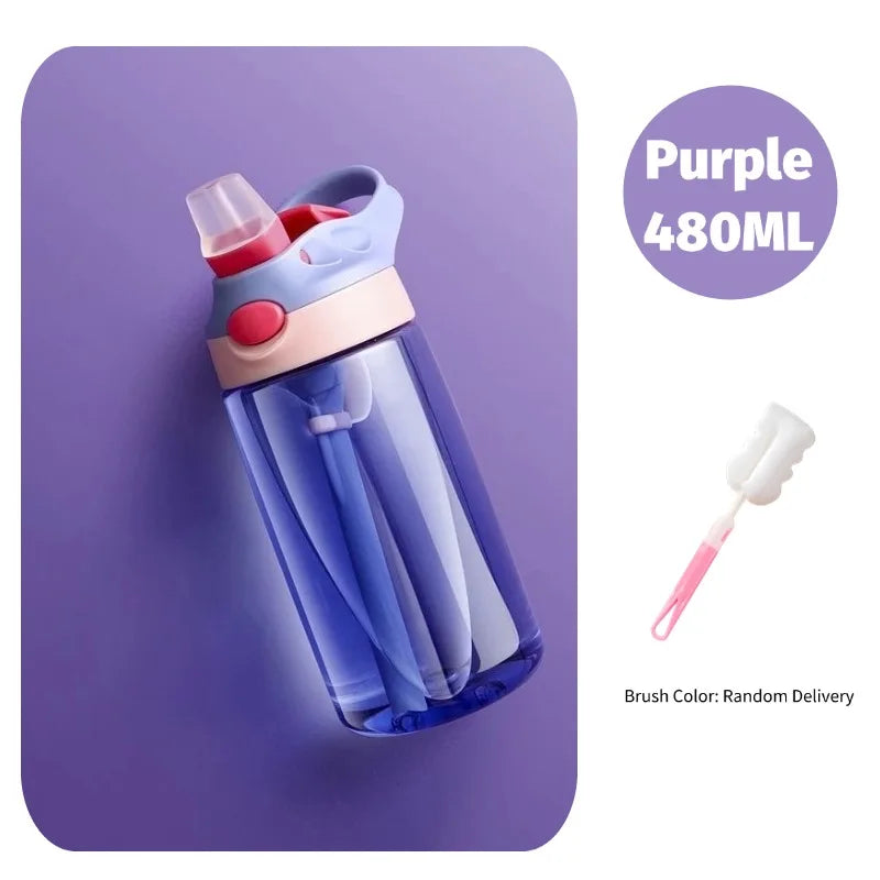 480 ml Baby-Fütterungsbecher, auslaufsichere Wasserflasche mit Strohhalm, tragbar, für Reisen, Fitnessstudio, Camping, Flasche, Safttrinkflasche für Kinder