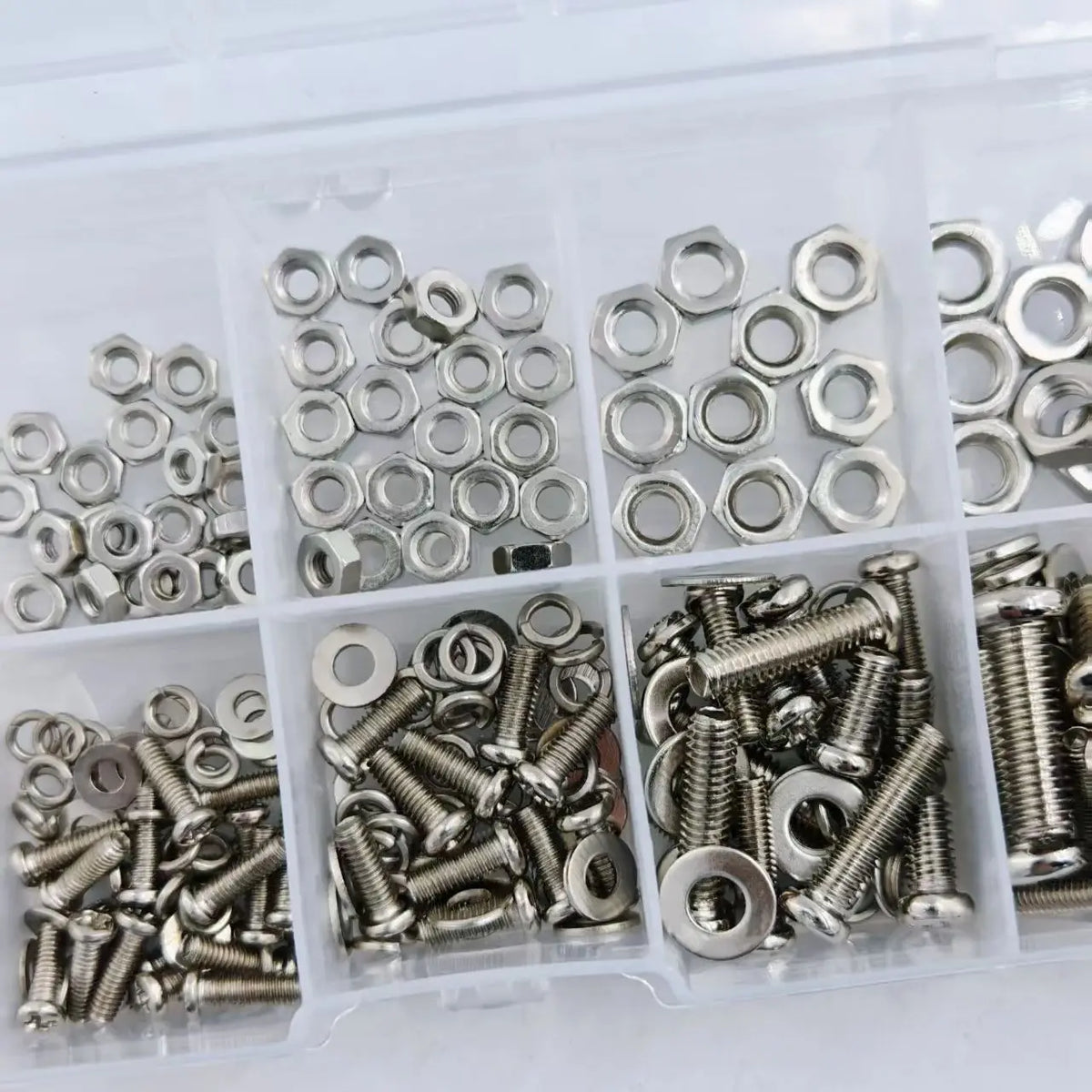 Hex Nut and Bolt Set - 320pcs/120pcs, Durable Metric Sizes M2 - M5, Universal Hardware Kit for DIY Projects and Repairs.