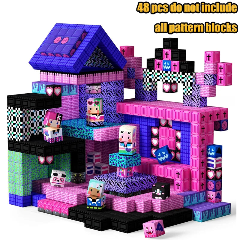 Magnetische Bausteine Minenwelt Magnetisches Pool-Schloss Villa Party Konstruktions-Bausteine STEM Jungen Mädchen Kinder Spielzeug-Set Geschenk