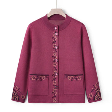 Knöpfe Langarm Mutter mittleren Alters verdicken Strickjacke Pullover Top Oma Wolle Strick mantel Herbst Winter Damen bekleidung