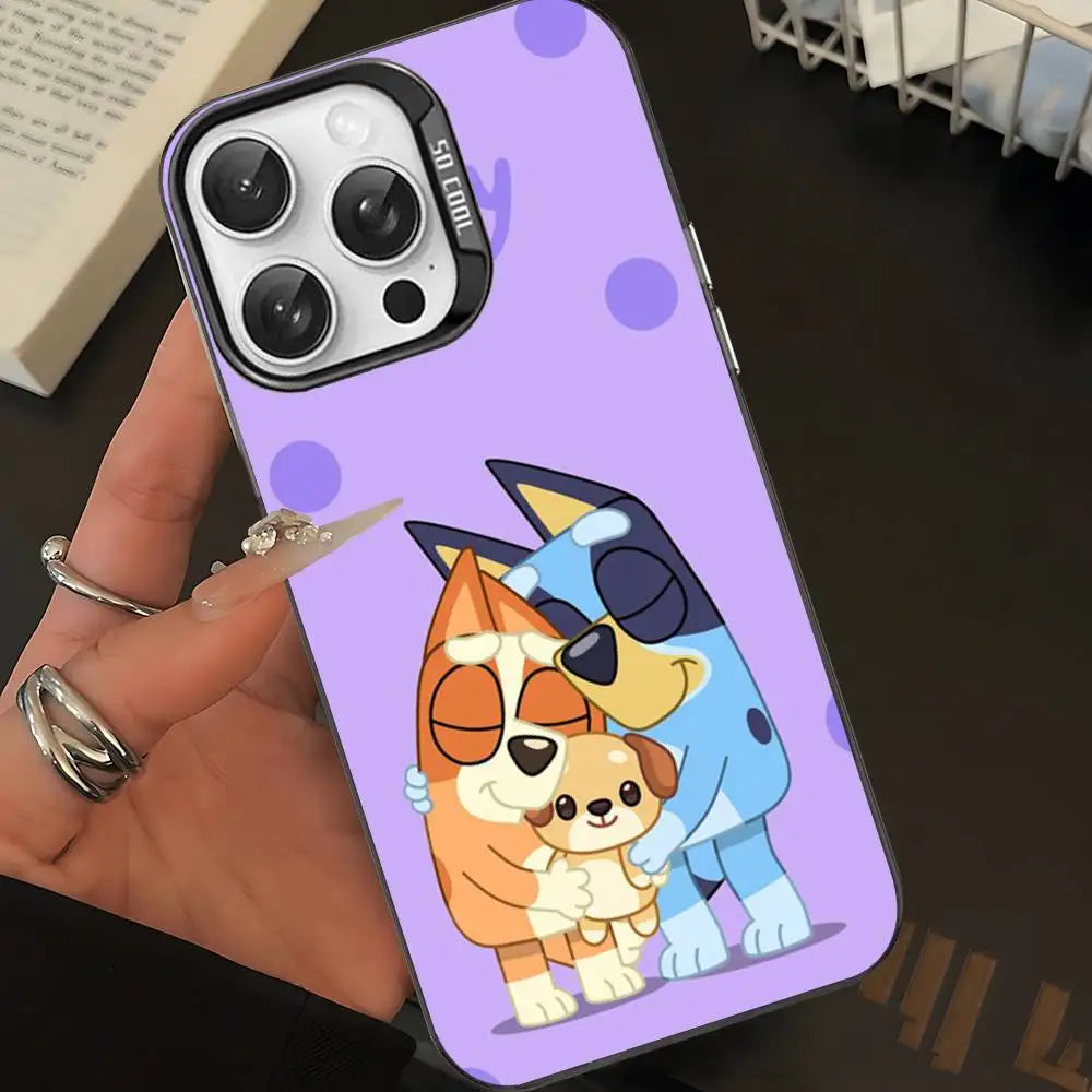 Cartoon-Hund B-Blueys Handyhülle für iPhone 16, 15, 14, 13, 12, 11, Pro Max, matt, stoßfest, Rückseite, Anti-Fall, matte Abdeckung