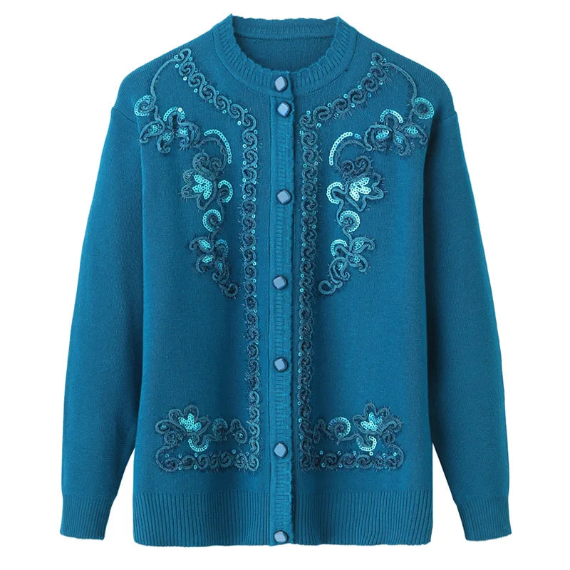 Fdfklak Oma Pullover Mantel frauen Strickjacke Mittleren Alters Ältere Mutter der Kleidung Frühling Herbst Langarm Top 4XL