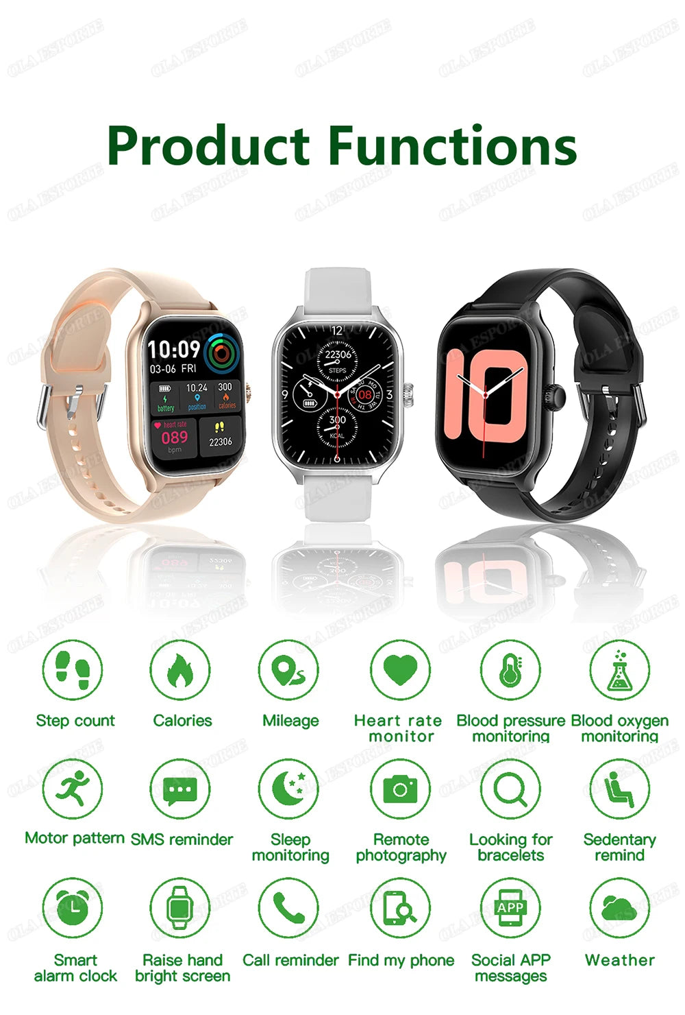 Smart Watch für Android IOS Uhren 1,83 Zoll HD Display Bluetooth Anruf Nachricht Alarm Musik Sport Modus Smartwatch Männer Frauen Geschenk