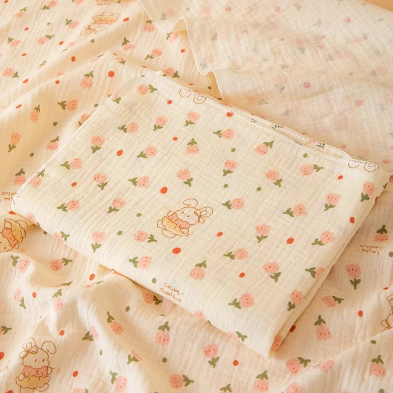 1 Stück doppellagige Wickeldecke für Babys, weich und atmungsaktiv, mit niedlichen Mustern, multifunktionale Wickeldecke für Neugeborene, Babydecke, Baby-Wickelunterlage, geeignet für alle Jahreszeiten