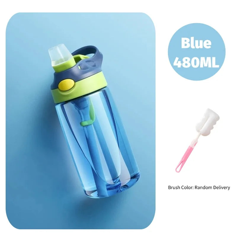 480 ml Baby-Fütterungsbecher, auslaufsichere Wasserflasche mit Strohhalm, tragbar, für Reisen, Fitnessstudio, Camping, Flasche, Safttrinkflasche für Kinder