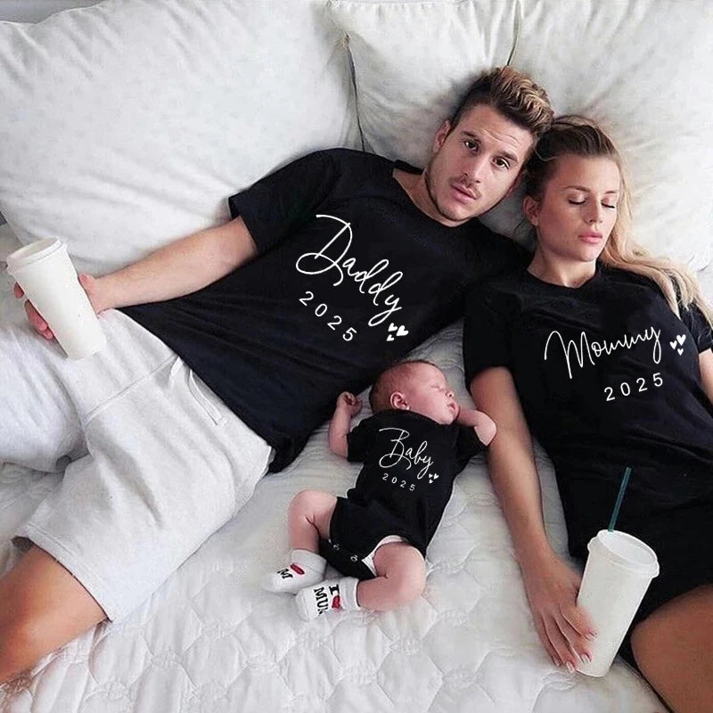 Funny Baby Dad 2022 Family Matching Outfits Simple Pregnancy Announcement Family Look T-Shirt Baby Dad Matching Clothes