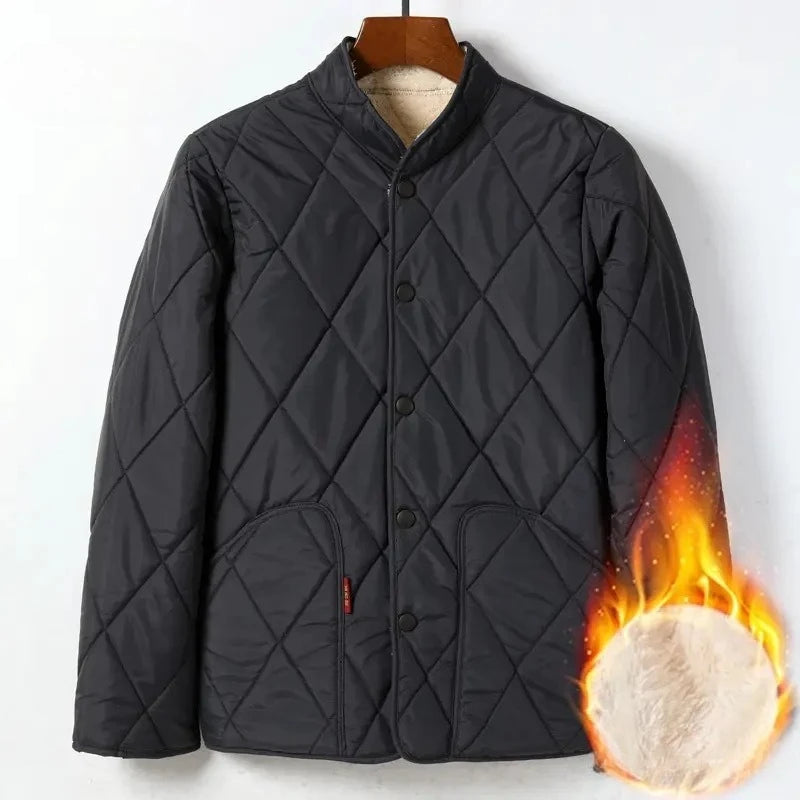 Neue Lammfell-Baumwolljacke für Ältere Herren, Dicke Fleece-Gefütterte Lockere Warme Winterjacke für Väter und Großväter