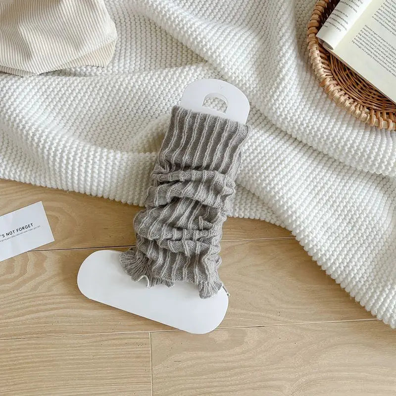 Herbst Winter Damen Beinwärmer Schwarz Weiß Gestrickte Fußabdeckung Lange Socken JK Japanische Mode Lolita Süße Mädchen Beinwärmer Neu