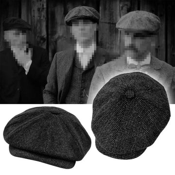 Retro Newsboy Caps für Herren, achteckige Hüte, britische Malerhüte, Herbst-Winter-Baskenmützen, Fischgrätmuster-Flatcaps, Hip-Hop-Baskenmützen, Gorras