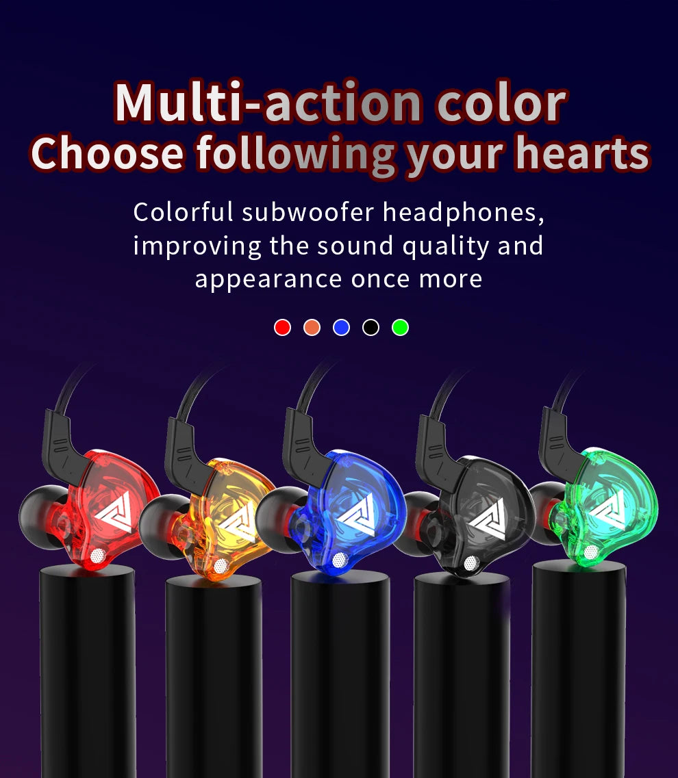 Original QKZ AK6 In-Ear Headphones 6 Dynamic Driver Unit Earphones with Microphone Stereo Sports HiFi Subwoofer Headset Monitor Earbuds