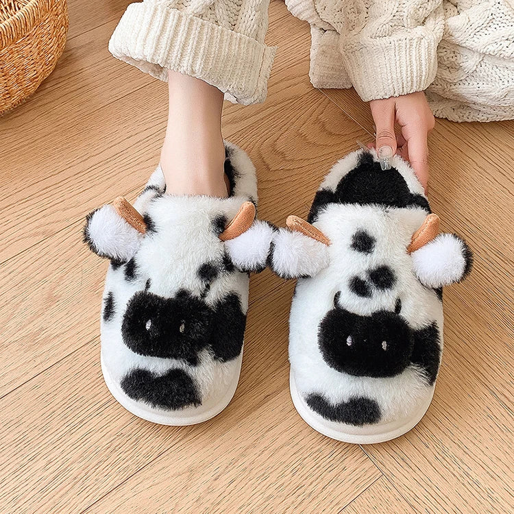 Cute Cow Plush Slippers