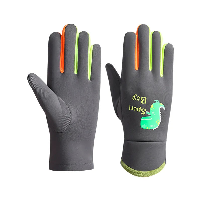 Kinder Warme Handschuhe Herbst Winter Cartoon Dinosaurier Jungen Mädchen Outdoor Radfahren Handschuhe für Kinder Winddichte Wasserabweisende Handschuhe