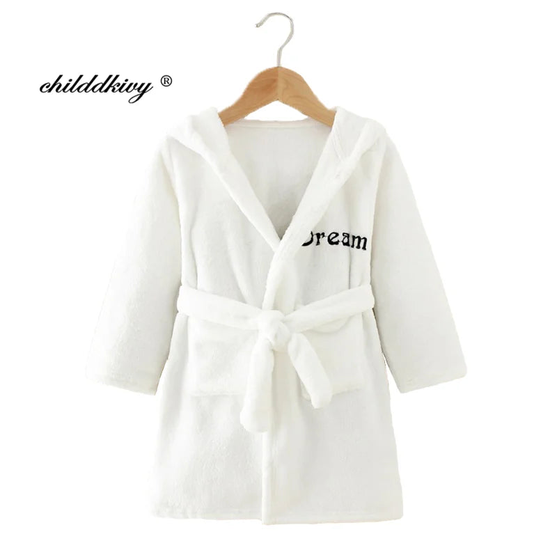 Flanell-Pyjama für Jungen und Mädchen, Herbst und Winter, Kinder-Nachtwäsche, weiche Kapuze, Kinder-Homewear, 2–8 Jahre