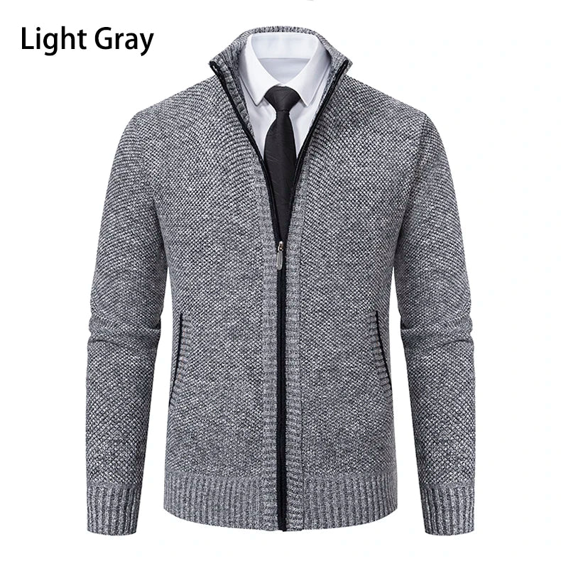 Herbst Und Winter New Jersey männer Casual Sport Mantel Einfarbig Stehkragen Wullover Greifen Fleece Warm Zipper Strickjacke