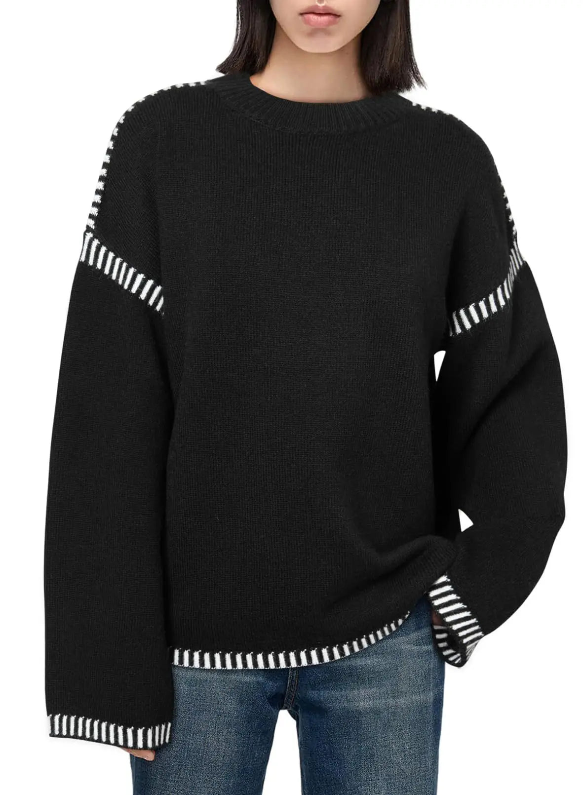 Strickwaren Damen Kleidung Sueter Roupas Femininas Damen Winter Strickpullover Rundhalsausschnitt Lose Lange Ärmel Herbst Mode 2025