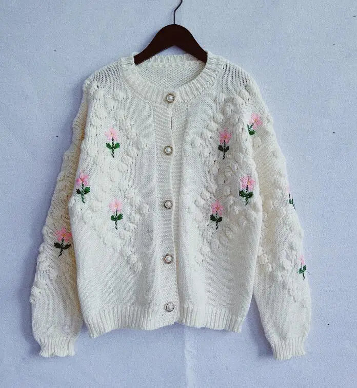 Frauen Herbst Damen Kleidung Oberbekleidung Lose einreiher Strickjacke Pullover Mit Stilvollen Verzierten Knöpfen Ropa Mujer