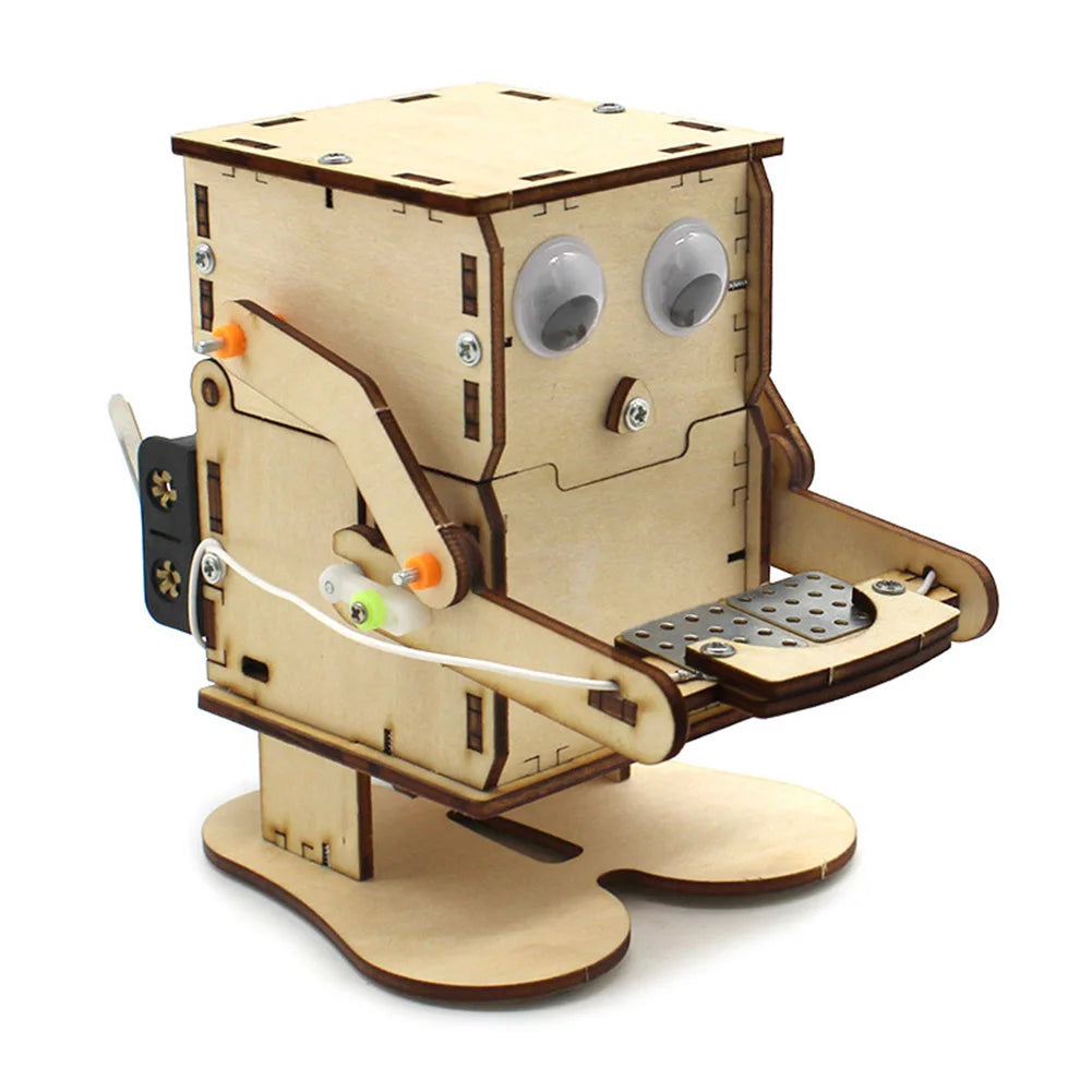 DIY Roboter Münze-Fressendes Holzmodell Lehrreiches STEM-Projekt-Set für Wissenschaftsexperimente Bildungsspielzeug Holz-Bausatz