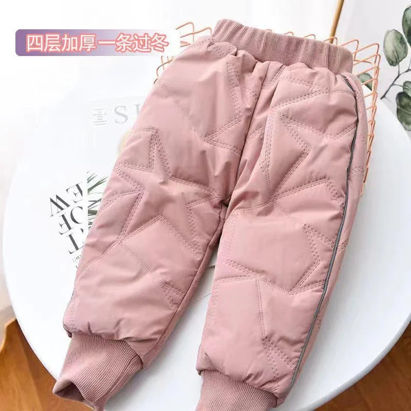 Kinder gepolsterte warme Baumwollhose Winter Kinder dick plus Samthose Herbst Teenager winddicht kältebeständig feste Hose 1–6 Jahre