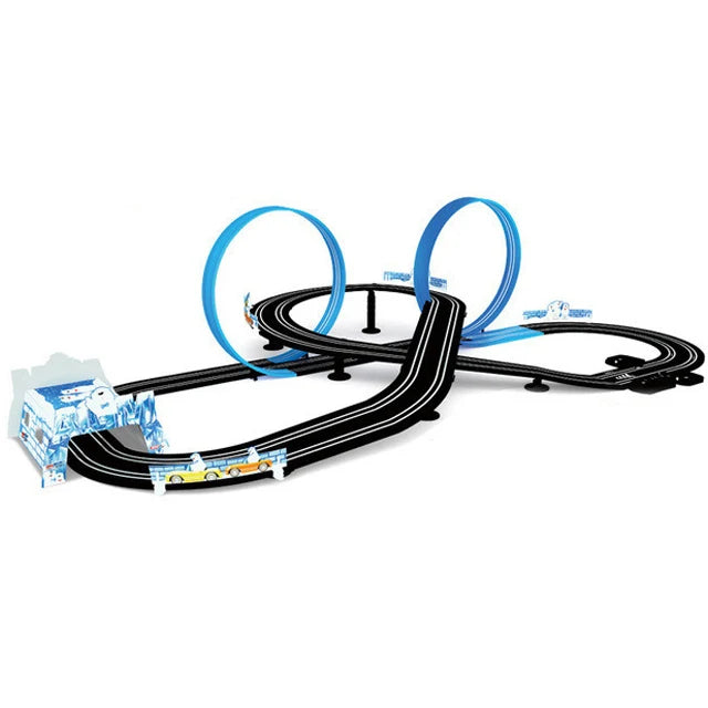 Sonic Storm Elektrische Eisenbahn Track Spielzeug Set Doppel Fernbedienung Auto Racing Track Autorama Schaltung Voiture Spielzeug Für Junge Kinder
