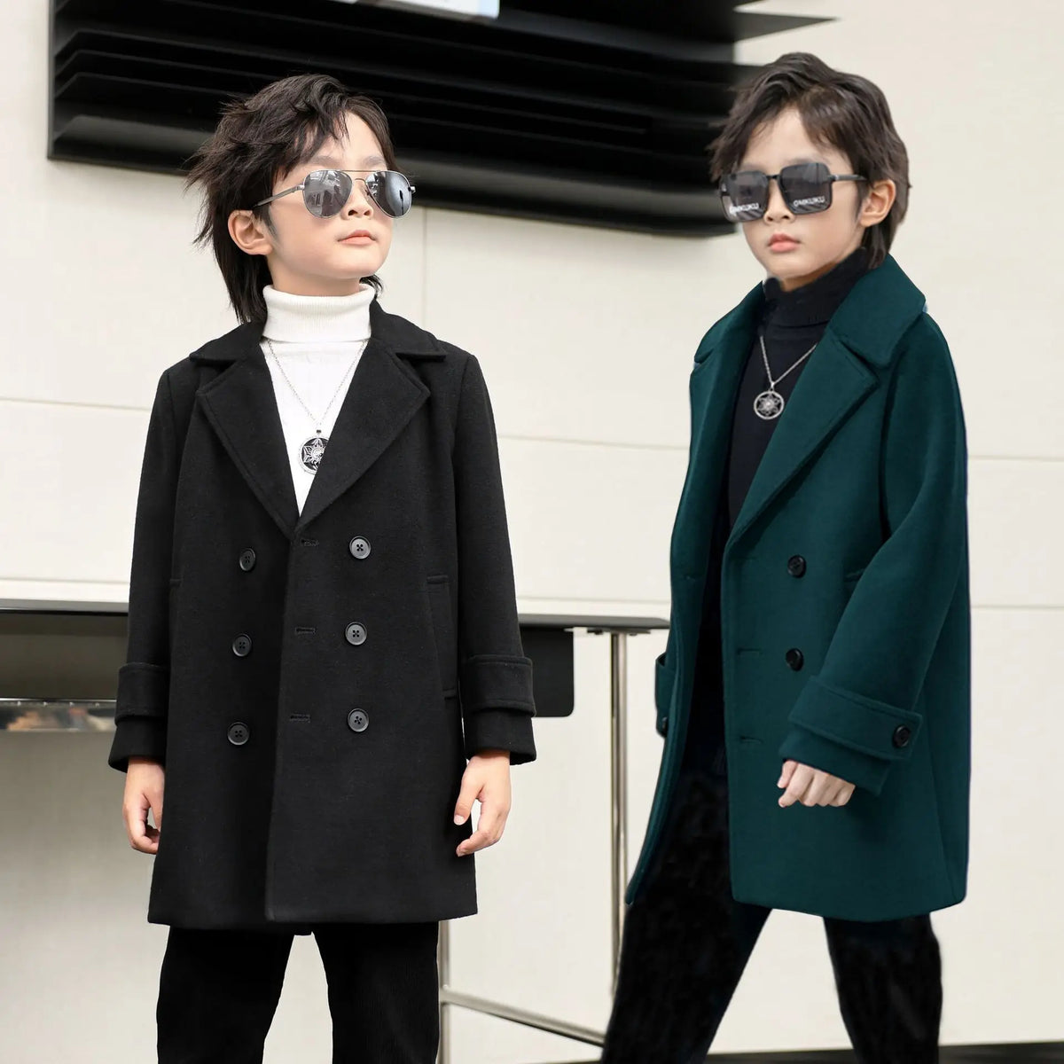 Teen Jungen Wolljacke Herbst Winter Neue Lange Stil Einfarbig Dicke Warme Revers Trenchcoat Für 3-10Y Kinder Hübsche Oberbekleidung