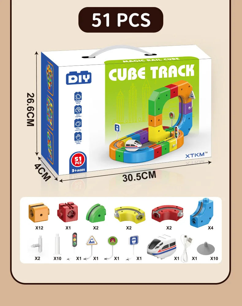 Kinder Magic Track Zug Elektrische Zusammengebaute Bausteine Magnetische Schiene Auto Labyrinth Pädagogisches Spielzeug für Kinder Weihnachten Geschenke
