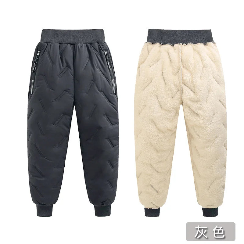 Winter Gepolsterte Hosen Kinder Dicke Plus Samt Warme Hosen Jungen Lamm Wolle Baumwolle Lange Hosen Herbst Kinder Casual Sport Hosen