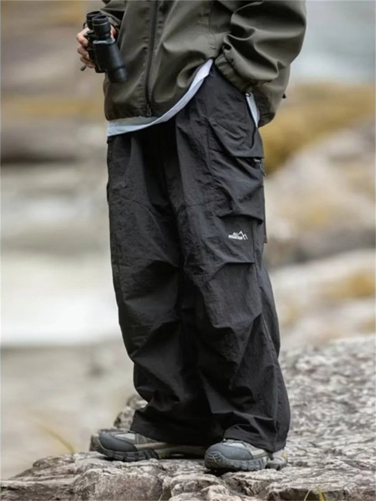 Herren Frühling und Herbst neue wasserdichte Hip Hop Bergsteiger hose lässige Harajuku Arbeits hose schwarze Cargo Outwear Hose
