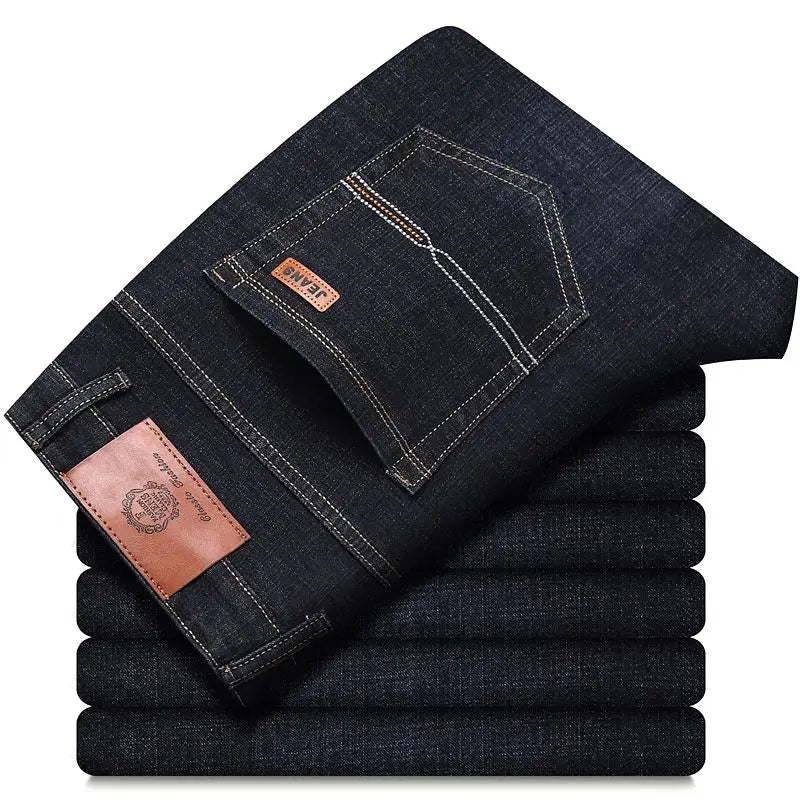 2026 Neue Business-Herrenjeans Lässige Gerade Stretch-Jeans Modische Klassische Blaue Schwarze Arbeits-Denim-Hose Herrenbekleidung