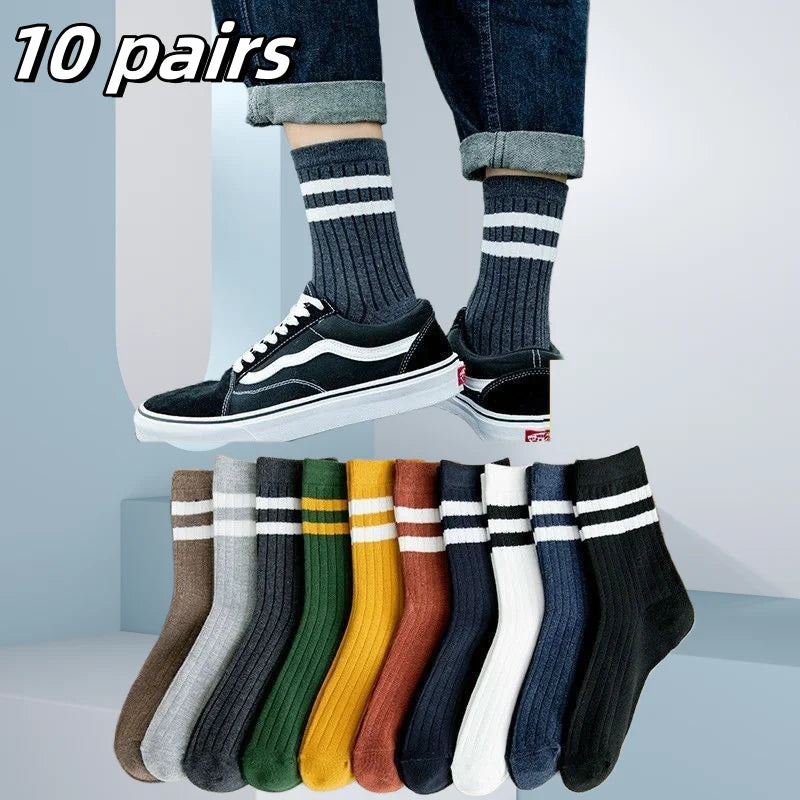 10pairs Atmungsaktive Baumwolle Sport Strümpfe Männer Bambus Faser Herbst und Winter Männer Socken Schweiß Absorption Deodorant Business Sox
