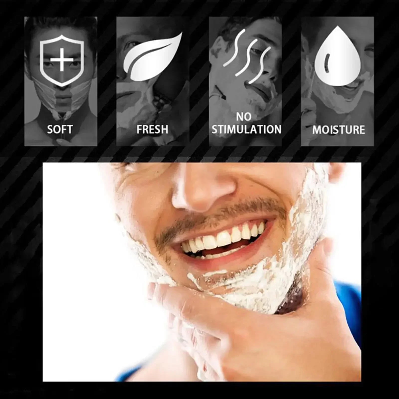 Handgefertigte Ohr-Rasierseife mit glatter Textur – Rasiercreme aus Bio-Schaum für Männer, Gesichtsfrische und Sauberkeit