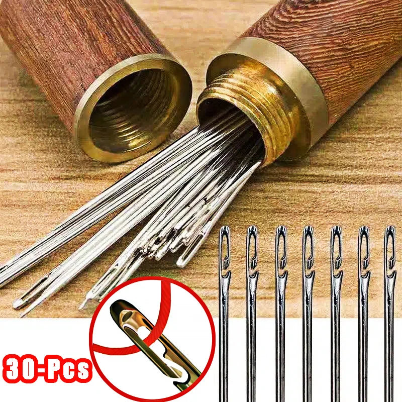 30 stücke Blind Nähen Nadel Ältere Edelstahl Schnelle Automatische Selbst-Einfädel Nadel Nähen Pins DIY Punch Nadel Einfädler