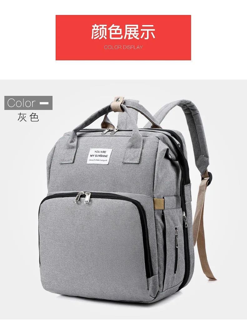 Modische Faltbare Babywiege Mutter-Kind-Tasche Große Kapazität Handtasche Flaschen- und Windelrucksack Mutter- und Mama-Tasche