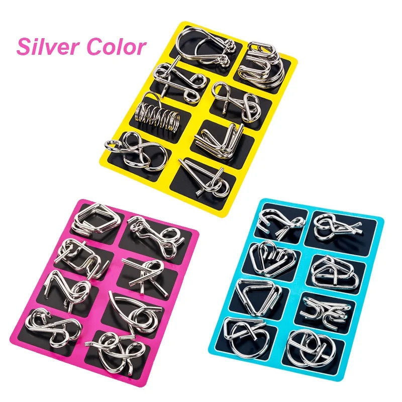 8 Teile/satz Metall Montessori Puzzle Draht IQ Geist Gehirn Teaser Puzzles Erwachsene Interaktive Spiel Reliever Pädagogisches Spielzeug