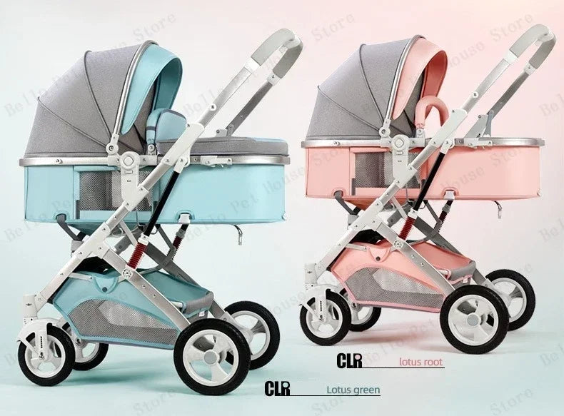 2025 Neuer 3-in-1 Zwillingskinderwagen mit Autositz, Tragbarer Klappbarer Hochsitz-Kinderwagen für Neugeborene zum Sitzen oder Liegen