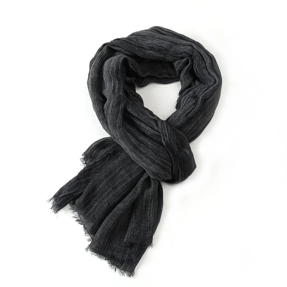 Baumwolle Leinen Gestreiften Männer Schals Herbst Winter Warme Halstuch Pashmina Männlichen Zubehör Kurze Quaste Bufanda Schal