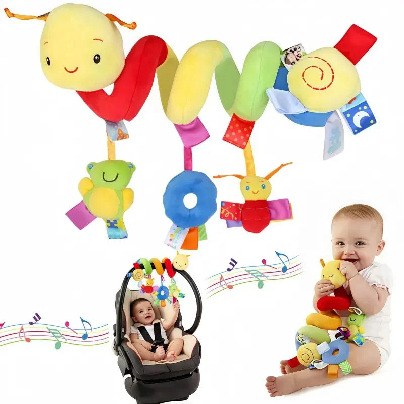Autositzspielzeug für Babys, Spiral-Aktivitätsspielzeug, hängende Rassel, Plüschspielzeug zum Aufhängen am Kinderwagen, sensorisches Spielzeug für Neugeborene, Geschenk für Neugeborene