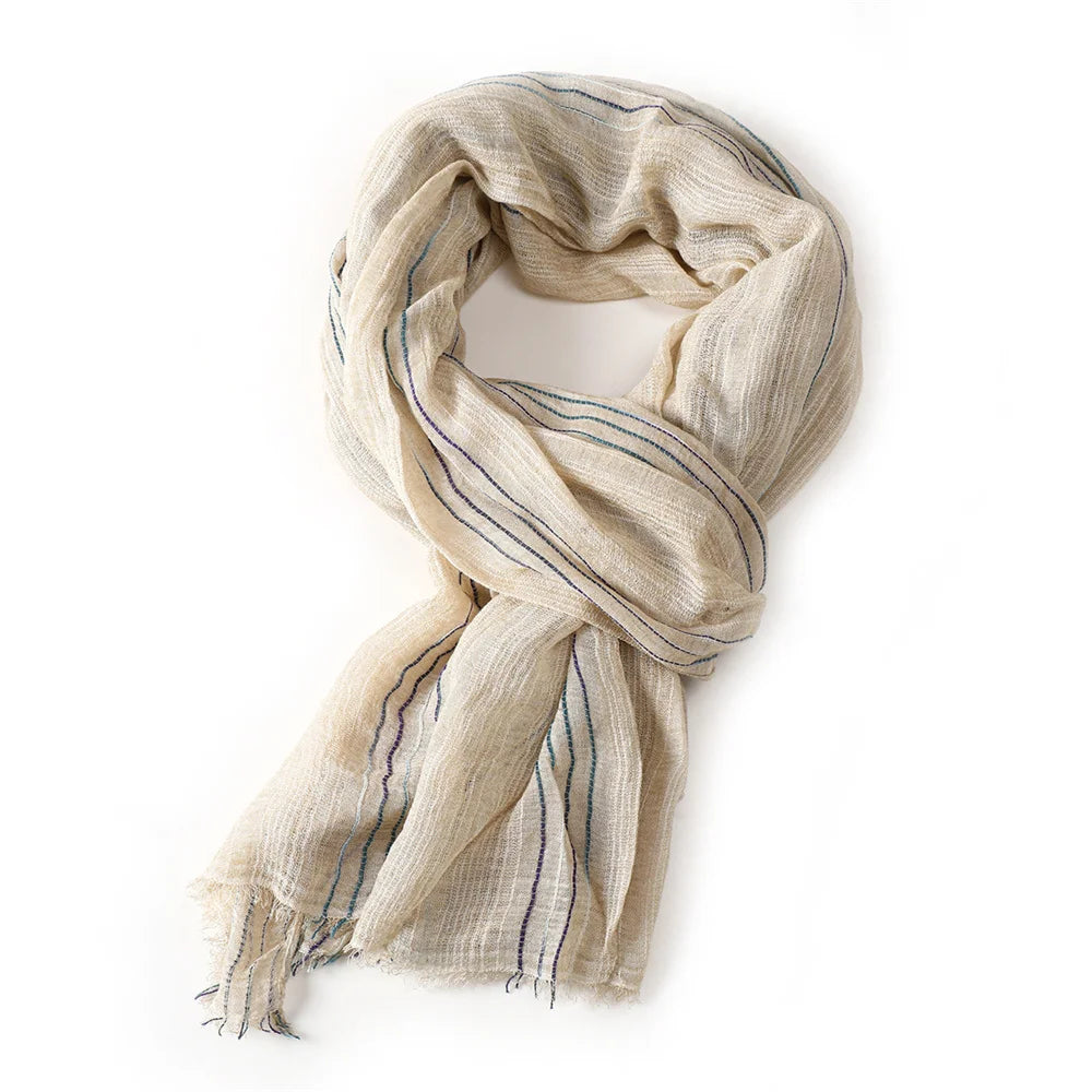 Baumwolle Leinen Gestreiften Männer Schals Herbst Winter Warme Halstuch Pashmina Männlichen Zubehör Kurze Quaste Bufanda Schal