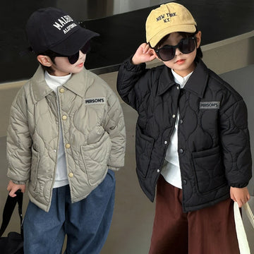 Herbst Kinder Baumwolle Jacke Winter Jungen Einfarbig Dicke Plus Samt Warme Mantel Für 3-10 Jahre Teen Kinder oberbekleidung Kleidung ﻿