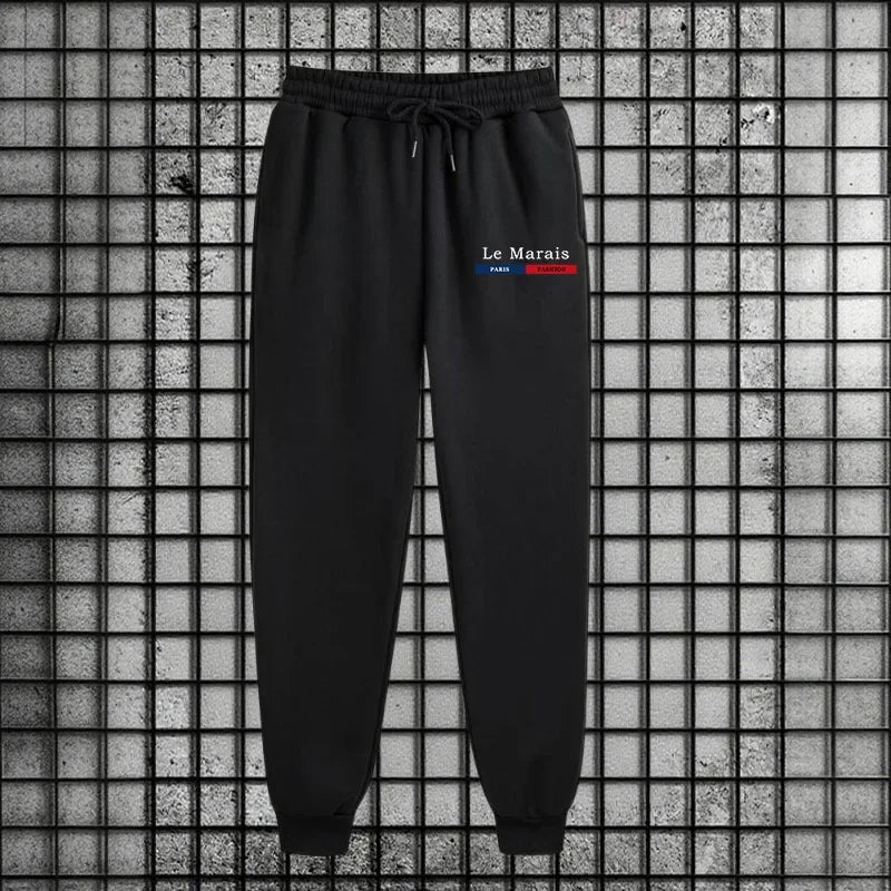 Herbst Winter Sportlicher Stil Paris Le Marais Print Herren Trainingsanzug Set 2-teilig Hoodie mit Jogginghose Urban Streetwear Outfit