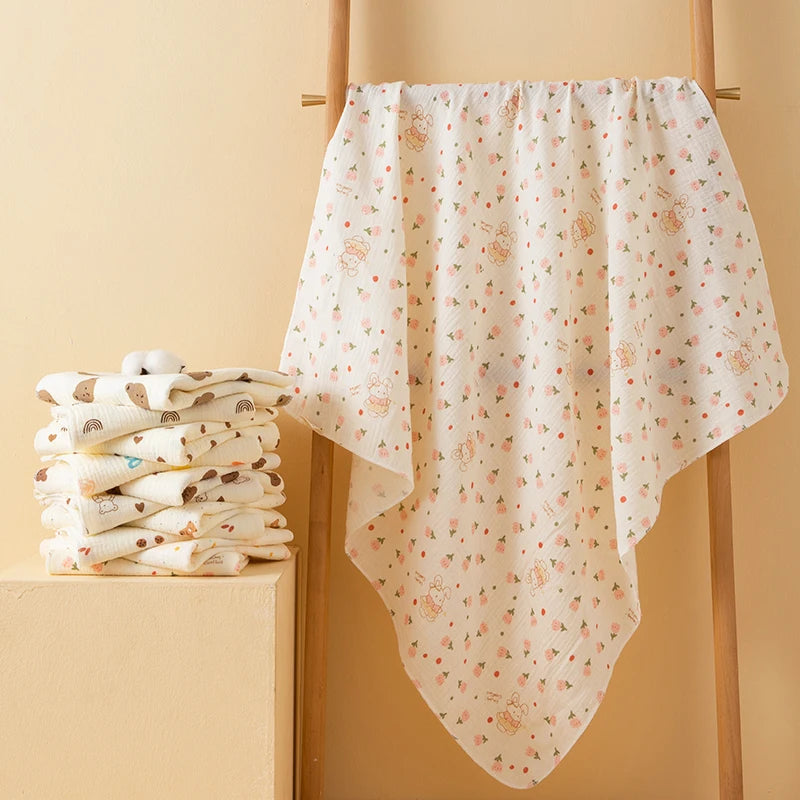 1 Stück doppellagige Wickeldecke für Babys, weich und atmungsaktiv, mit niedlichen Mustern, multifunktionale Wickeldecke für Neugeborene, Babydecke, Baby-Wickelunterlage, geeignet für alle Jahreszeiten