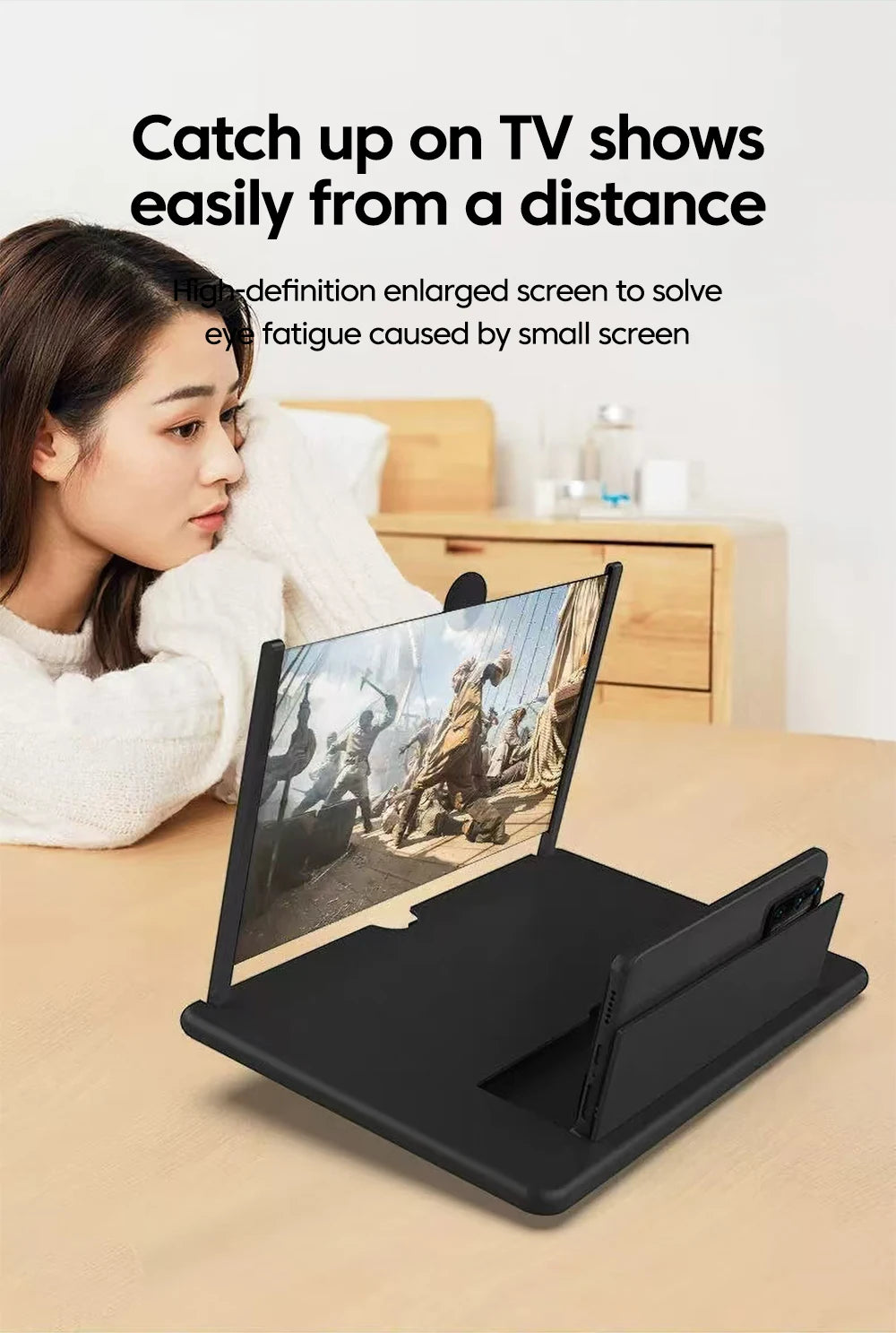 12/10 inch Phone Screen Magnifier Phone Holder Mobile Phone HD Portable Phone Screen Video Magnifier Stand Bracket